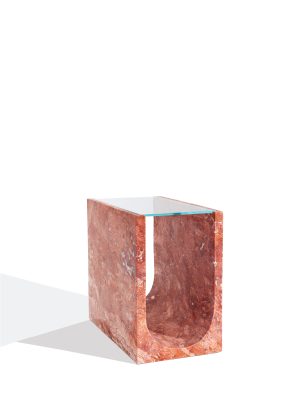 Kırmızı Traverten Artemis Yan Sehpa