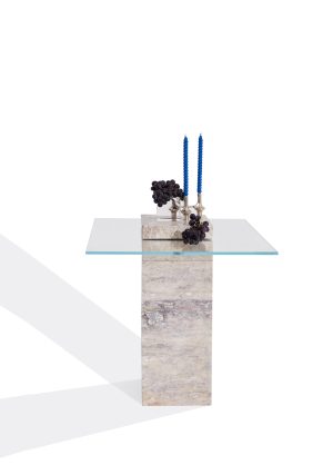 Gümüş Traverten Narcho Yan Sehpa